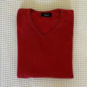 Zara Men's Red V-Neck Sweater